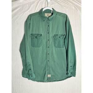 Vtg American Eagle Mens Y2K Green Button Up Shirt 100% Cotton Workwear Grunge L